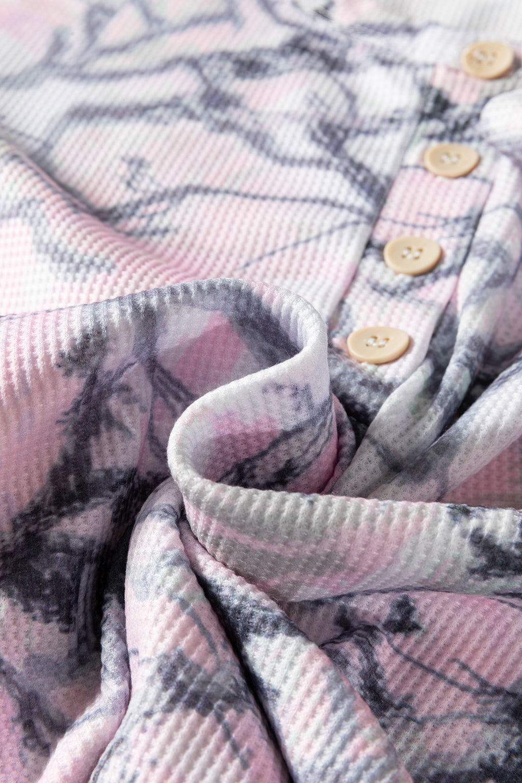 Pink Camo Henley Top and Short Set